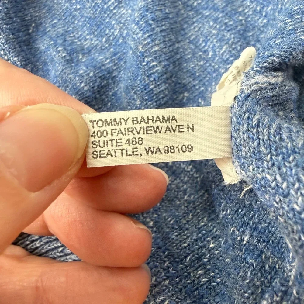Tommy Bahama Reversible 1/4 Zip Raglan Pullover Sweater Mens L Blue Nautical - Picture 9 of 13